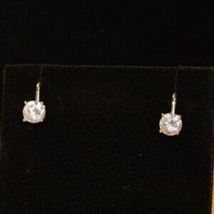 Elegant Silver & CZ Clip-On Earrings Round Cut Solitaire